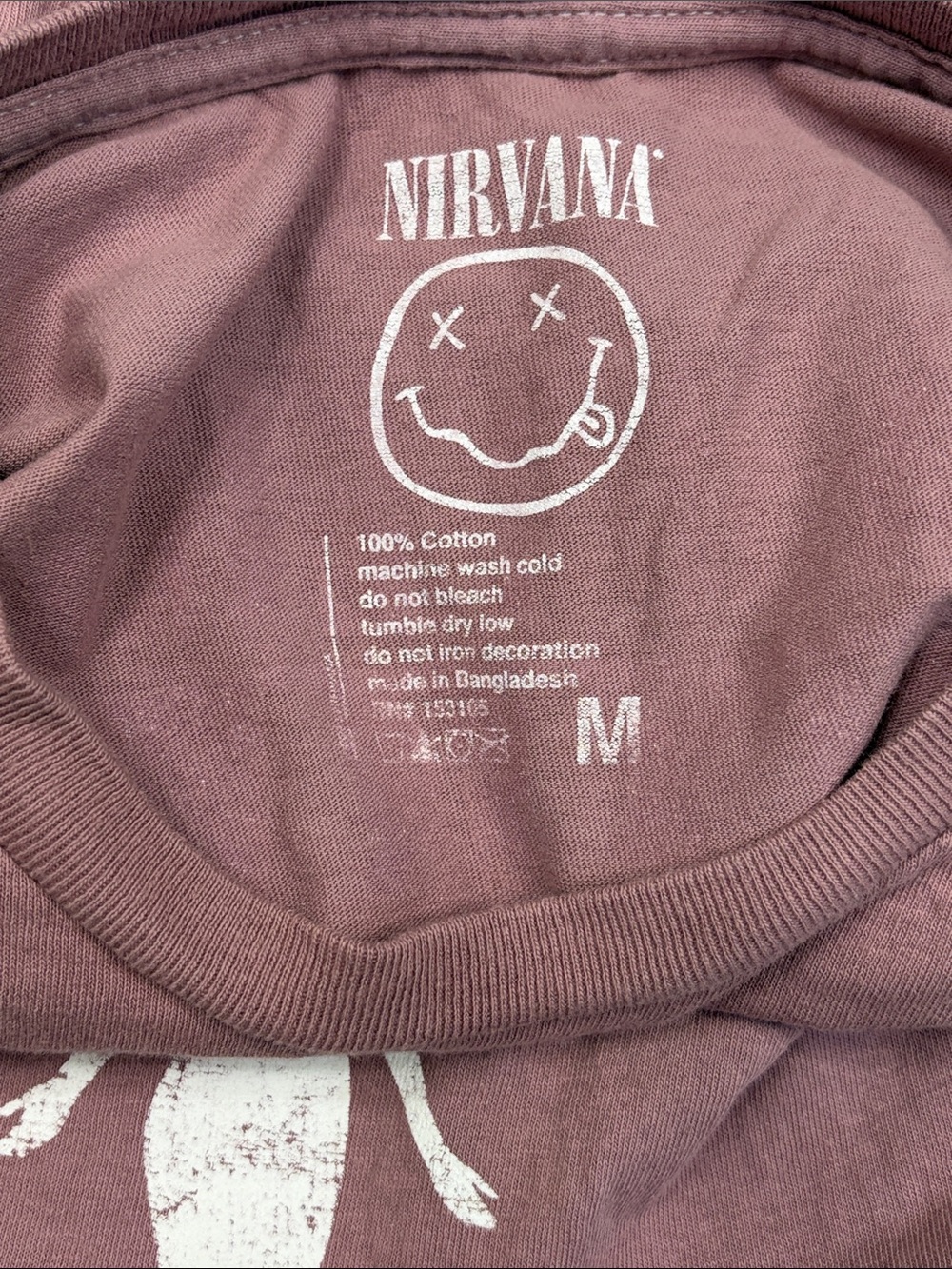 NIRVANA Mauve Short-Sleeve Graphic Tee with White Print - Picture 3 of 3